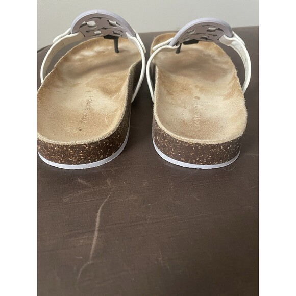 Tory Burch Miller Cloud Women’s 8 M Lavender Black Ivory Leather Cork Sandals. - Picture 3 of 8